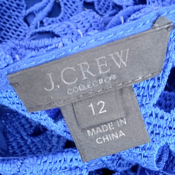 J.Crew Lace Sheath Dress Cobalt Blue Embroidered Lace Wedding Guest Cocktail 12 - Picture 10 of 10